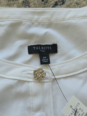 Talbots White Care Label Cotton Blend Top